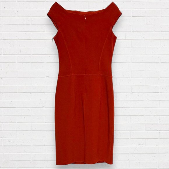 KaufmanFranco Red Wool Blend Sheath Dress Cap Sleeve Bodycon Cocktail Career - Picture 5 of 9